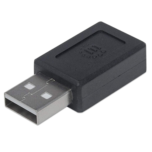 Adaptador Manhattan USB A a USB C, Negro