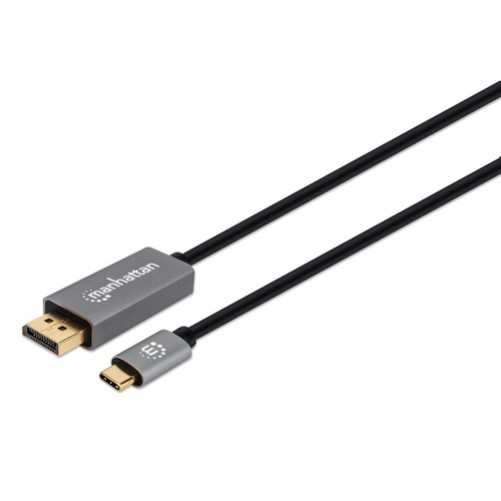 Adaptador Vídeo Manhattan Cable Adaptador USB-C a Displayport 8k@60hz USB Tipo C a Displayport, 2 m, Negro, Plata