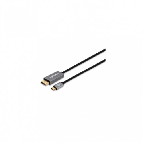 Adaptador Vídeo Manhattan Cable Adaptador USB-C a Displayport 8k@60hz USB Tipo C a Displayport, 3 m, Negro, Plata