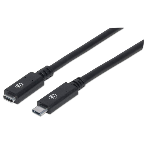 Extensor Manhattan 0.5 m, USB C a USB C, 10000 Mbit/s, Negro