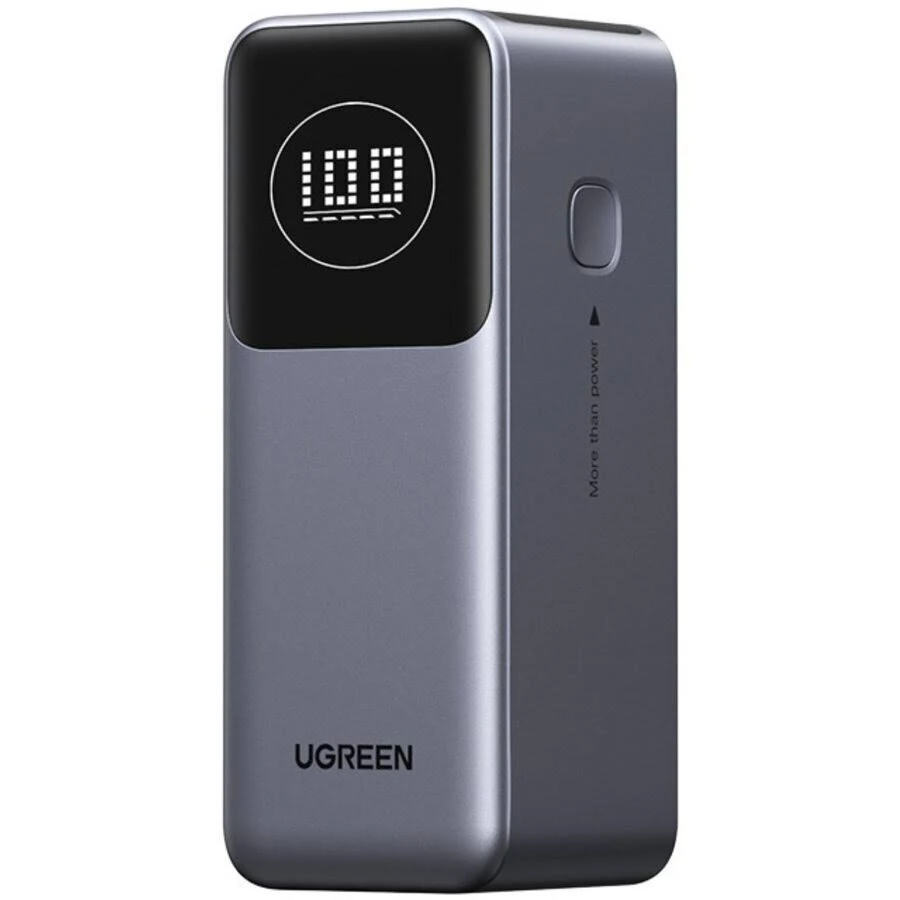 Power Bank Ugreen Nexode 12000mAh, Hasta 100W, Pantalla Inteligente, 1x USB-A, 1x USB-C, Gris