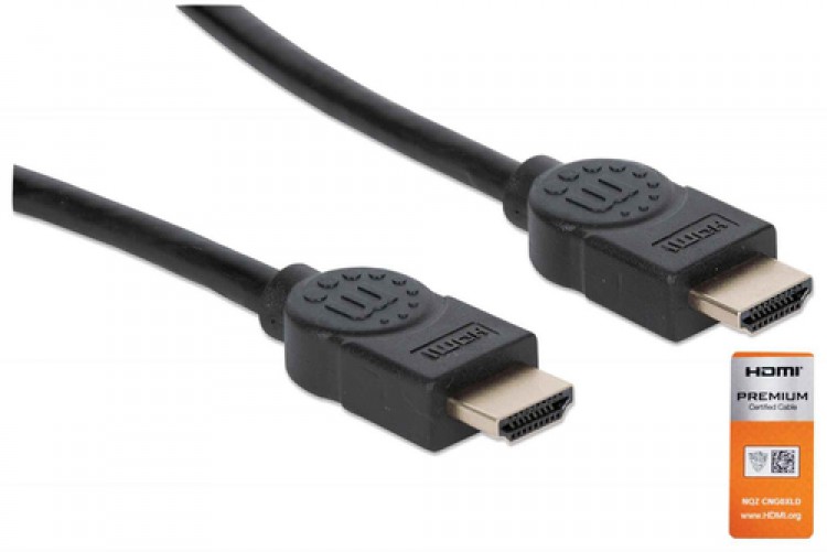 Cable HDMI Manhattan HDMI Alta Velocidad con Ethernet, 1.8 Metros, Negro
