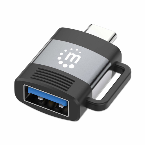 Adaptador Manhattan USB Tipo A Hembra a USB Tipo C Macho, Negro/gris
