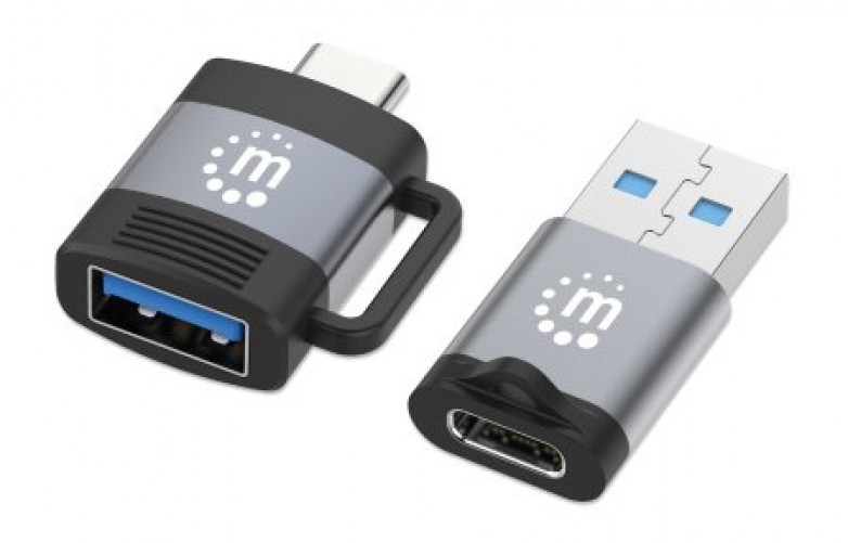 Kit de Adaptadores Manhattan USB-C a USB-A y USB-A a USB-C, Negro/gris