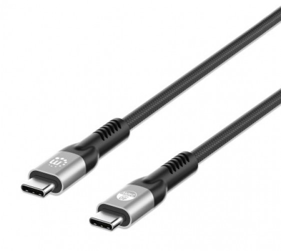 Cable Manhattan USB Tipo C Thunderbolt 4, Transferencia de Datos 40000 Mbit/s, 1 Metro, Color Negro