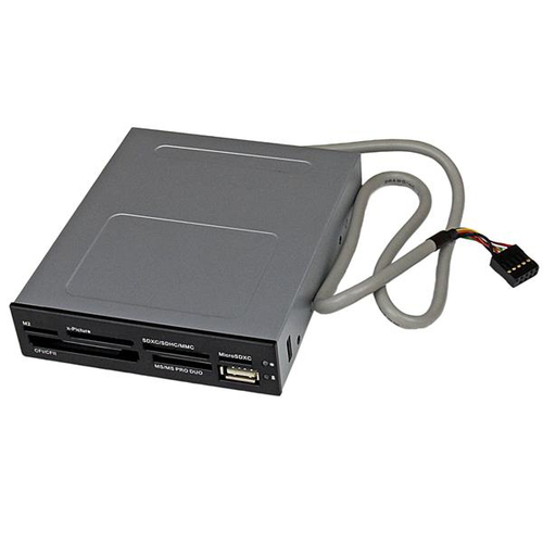 Lector de Memorias Startech (35FCREADBK3), Adaptador Bahía Frontal 3.5in Lector para Tarjetas Memoria Flash SD Cf SDHC Xd M2 ms 22 en 1