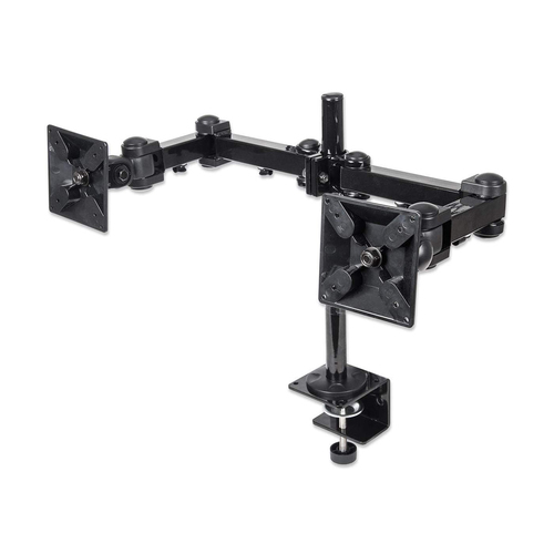 Soporte de Escritorio para 2 Monitores Marca Manhattan, 6kg, Hasta 24", Posiciones Ajustables