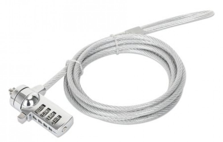 Cable Antirrobo Manhattan 440448, 2 m, Kensington, Cerradura con Combinacion, Acero, Zinc, Plata