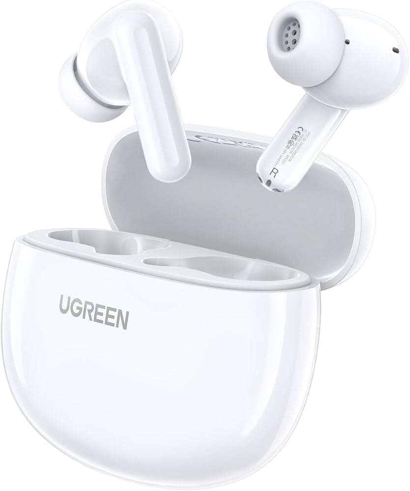Audifonos Inalambricos Ugreen Hitune P3, Bluetooth, True Wireless Stereo, IPX4, Estuche de Carga, Blanco
