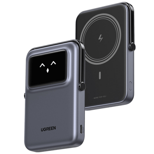 Power Bank Ugreen Uno Inalambrico 10000 mAh, 7.5W/20W, Pantalla Inteligente, Negro