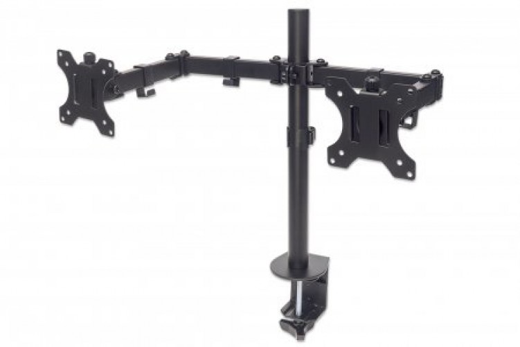 Soporte de Mesa Manhattan para 2 Monitores 13pulg -32PULG, Hasta 16kg, (461528) Negro
