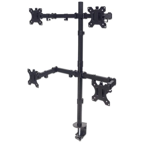 Soporte Manhattan para 4 Monitores 13 pulg - 32 pulg, Hasta 32kg,(461566) Negro