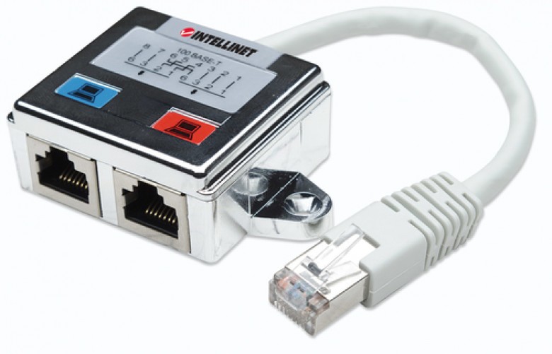 Adaptador Intellinet RJ-45, Macho - 2x RJ-45 Hembra, (504195) Plata