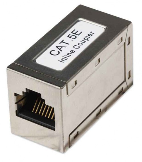 Conector Intellinet Cople RJ45-RJ45 Cat5e Modular Metalico UTP FTP RJ-45, Color Plata, Categoría Cat5e, Blindaje de Cable F/UTP (FTP), Material Metal, Certificación Eia/tia, Ul