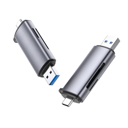 Lector de Memorias Ugreen, Interfaz USB-a/USB-c, microSD, SD, Hasta 2TB, Plata