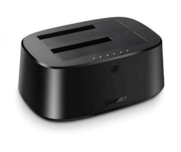 Docking y Clonador de HDD/SSD de Ugreen, 2.5" y 3.5", Interfaz USB 3.2, Duplica Datos sin PC, Negro