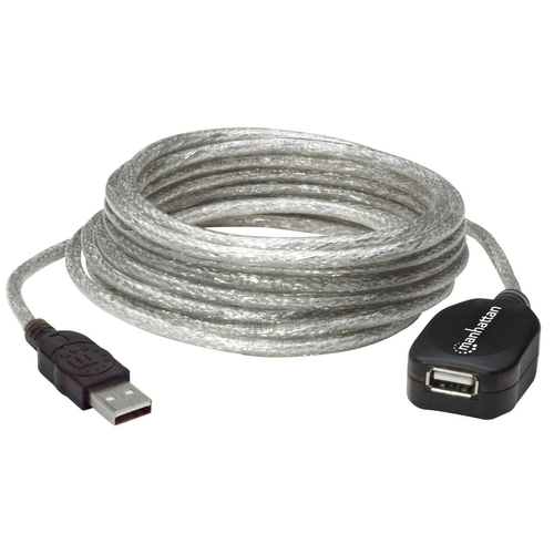 Cable USB 2.0 Manhattan , 5 Metros, Macho a Hembra, Plata, (519779)