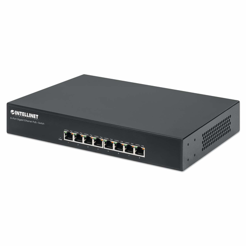 Switch Intellinet Switch Gigabit Poe+ de 8 Puertos RJ-45 8, Gigabit Ethernet (10/100/1000), Negro