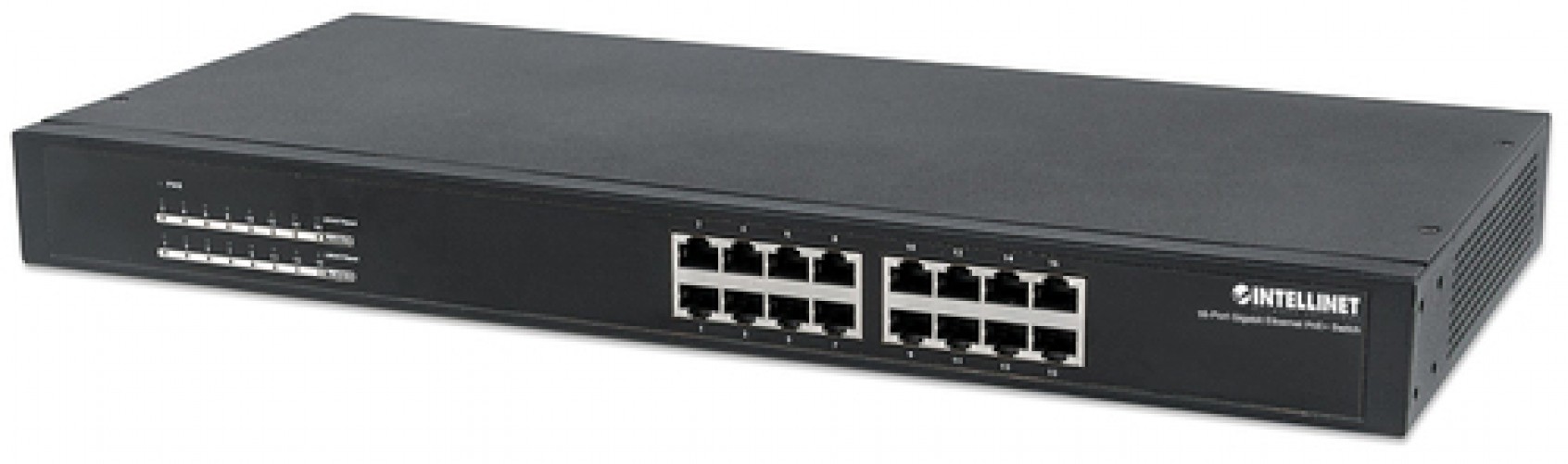 Switch Intellinet 560993 No Administrado, L2, RJ-45 16, Gigabit Ethernet (10/100/1000), 1U, Negro