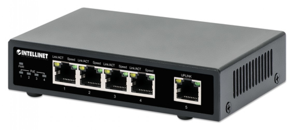 PoE Switch , Intellinet, 561839, GB 5 Ptos 30W/PTO, 62W