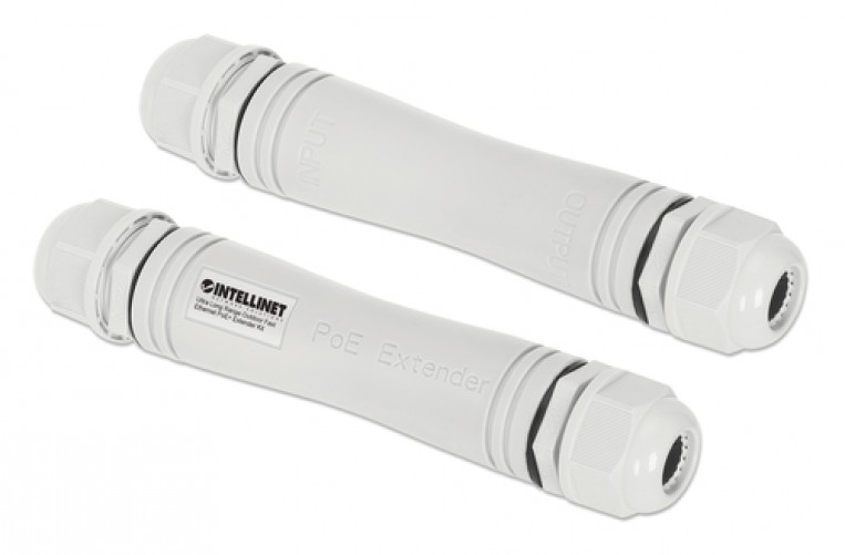 Extensor PoE Intellinet 561952, 30W Max, Hasta 1000m, IP67 Resistente al Agua y al Polvo, Color Blanco