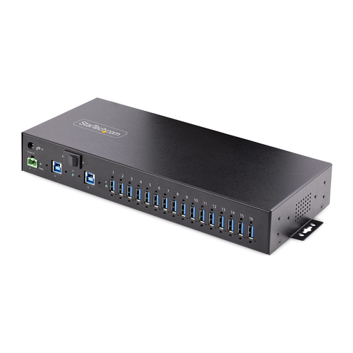 Hub Startech.com Interfaz USB 3.2 Gen 1 (3.1 Gen 1) Type-b, 16 USB A 3.1, Acero, Cantidad de Puertos 16, Velocidad 5000 Mbit/s, Color Negro