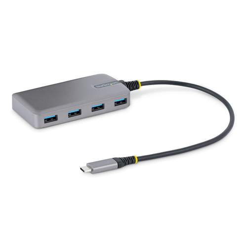 Hub Startech.com Interfaz USB 3.2 Gen 1 (3.1 Gen 1) Type-c, 4 USB A 3.1, Plástico, Cantidad de Puertos 5, Longitud de Cable 0.3 m, Velocidad 5000 Mbit/s, Color Gris