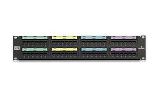 Panel de Parcheo Leviton 5G596-U48 48 Puertos, Soporta Cat5e, Color Negro, Montaje en Bastidor, Capacidad del Rack 2U