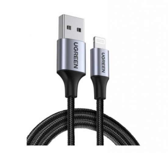Cable Ugreen USB A a Lightning, 480 Mbit/s, 1 Metro, Negro, Plata