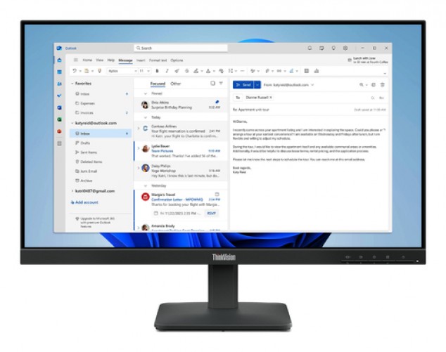 Monitor Lenovo Thinkvision Thinkvision S24-4E LED, 23.8", Full HD, IPS, 100 Hz, 6 ms, Negro