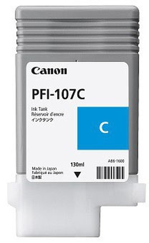 Tanque de Tinta Canon PFI-107C Cian (6706B001) 130ml, Impresoras Ipf670,680,685 y Ipf770,780,785 Original