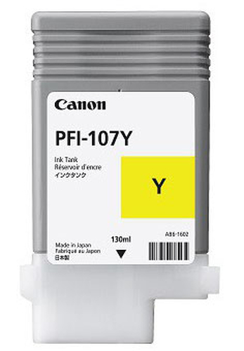 Tanque de Tinta Canon PFI-107Y Amarillo (6708B001) 130ml, Impresoras Ipf670,680,685 y Ipf770,780,785 Original