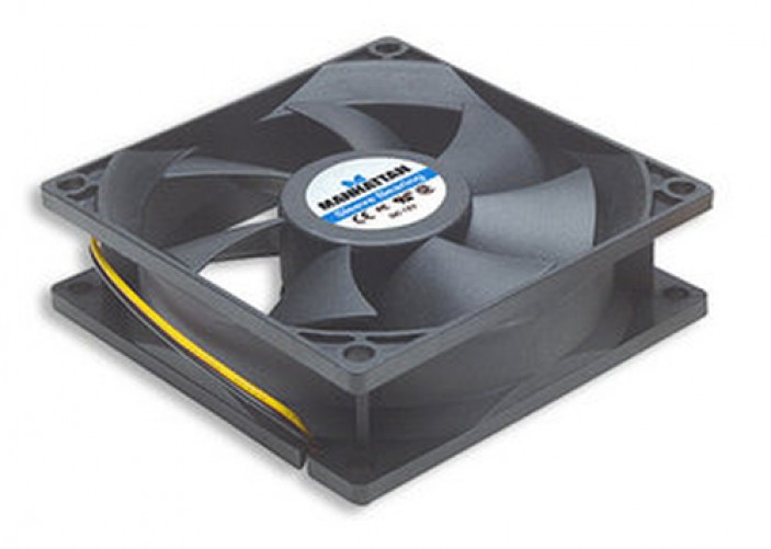 Ventilador para Gabinete Manhattan 80 x 80 x 25 mm. Conector de Corriente de Molex. Negro