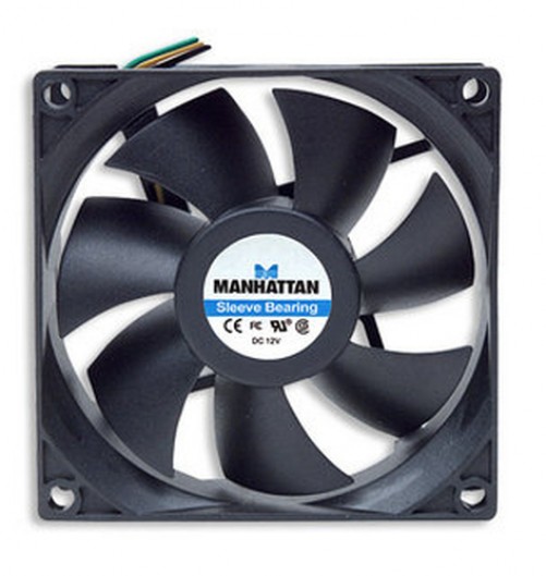 Ventilador para Gabinete Manhattan 80X80X25MM, Conector de Corriente de 3-pin, 2500rpm, Color Negro