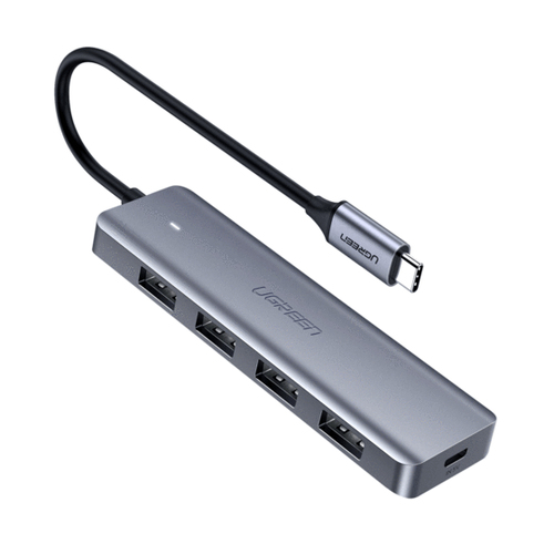 Hub Ugreen 5 Puertos, Interfaz USB-C 3.2, 4x USB-A 3.0, 1x Micro USB, 5 Gbit/s, Gris