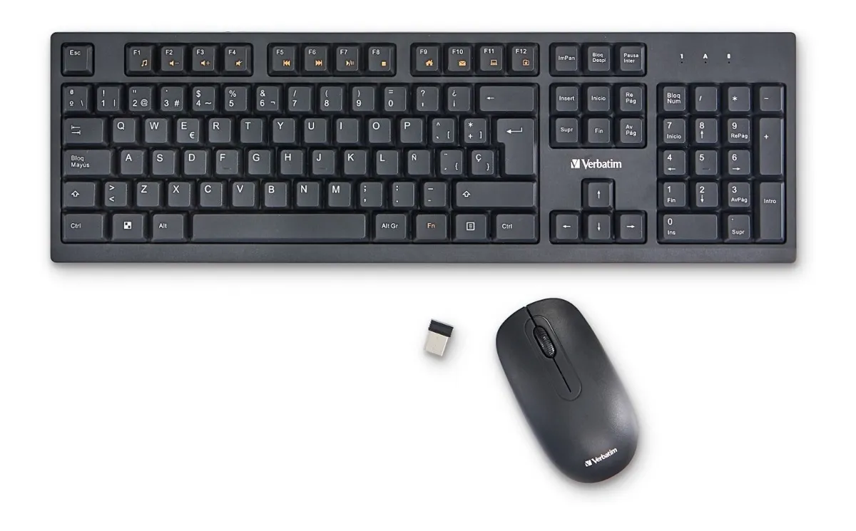 Kit Teclado y Mouse Verbatim Inalambrico, Negro