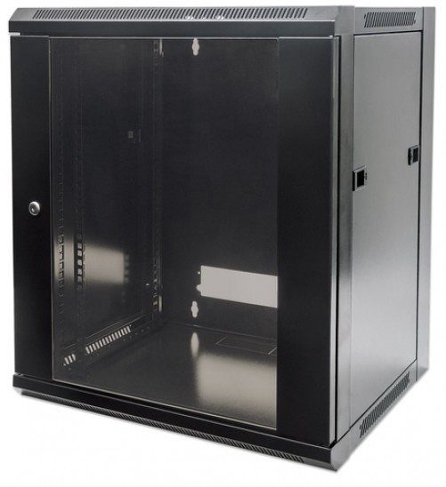 Rack Intellinet 711777 Tipo Bastidor de Pared, Capacidad del Rack 9U, Vidrio, Acero, Peso Max. 60 kg, Tamaño 48.3 cm (19"), Color Negro