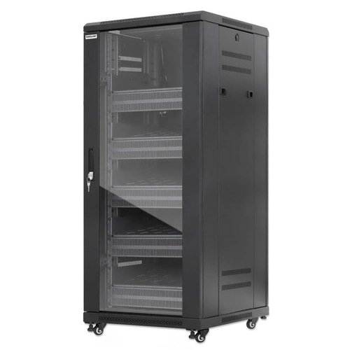 Rack Intellinet Tipo Rack o Bastidor Independiente, Capacidad del Rack 27U, Acero, Vidrio Templado, Peso Max. 800 kg, Color Negro