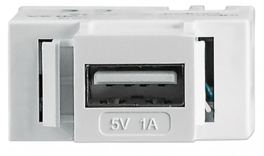 Conector Intellinet Jack Keystone con Puerto USB De Carga Tipo De Construcción Plano, Conector 1 USB A, Conector 2 Terminal, Color Blanco