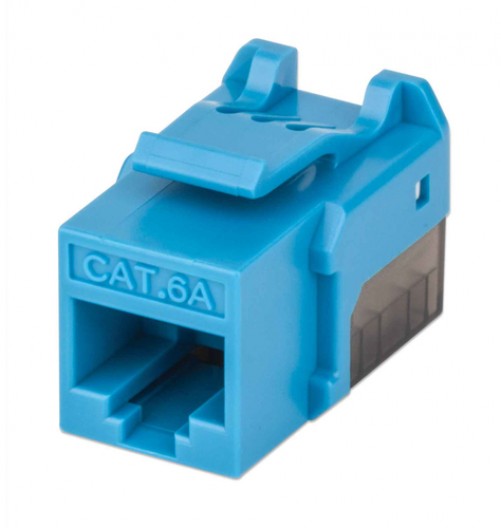 Jack Keystone Intellinet Cat 6a, Azul con Negro, 772334