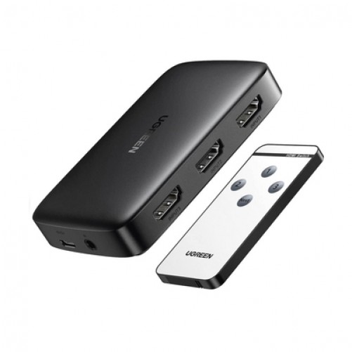 Switch de Video Ugreen, 3 Entradas HDMI, 1 Salida HDMI, 4K Ultra HD, Negro