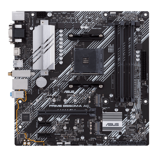 Tarjeta Madre Asus Prime B550M-A AC, Socket AMD AM4, Chipset B550, Micro ATX, 4 Ranuras DDR4 Hasta 128 GB, PCIe 4.0, Wi-fi AC, HDMI.