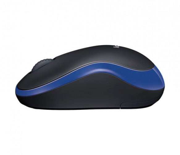 Mouse Logitech M185, Inalambrico, 1000dpi, Receptor USB, Bateria Aa, Color Negro/azul