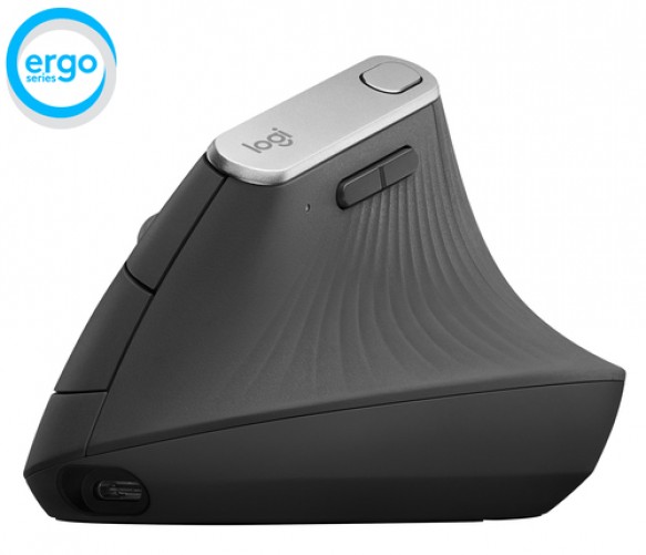 Mouse Ergonomico Logitech Mx Vertical, Optico, 4 Botones, 4000 dpi, Rf Inalambrico + Bluetooth, 10 m, Grafito