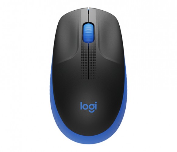 Mouse Optico Inalambrico Logitech M190 Negro con Azul, Ambidiestro, 1000 dpi, 3 Botones