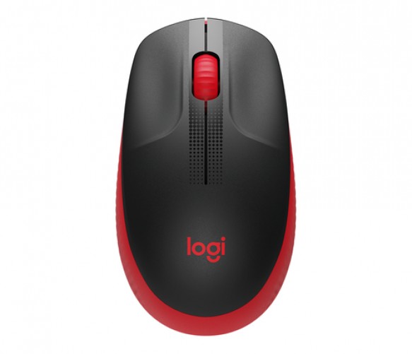 Mouse Optico Inalambrico Logitech M190 Negro con Rojo, Ambidiestro, 1000 dpi, 3 Botones