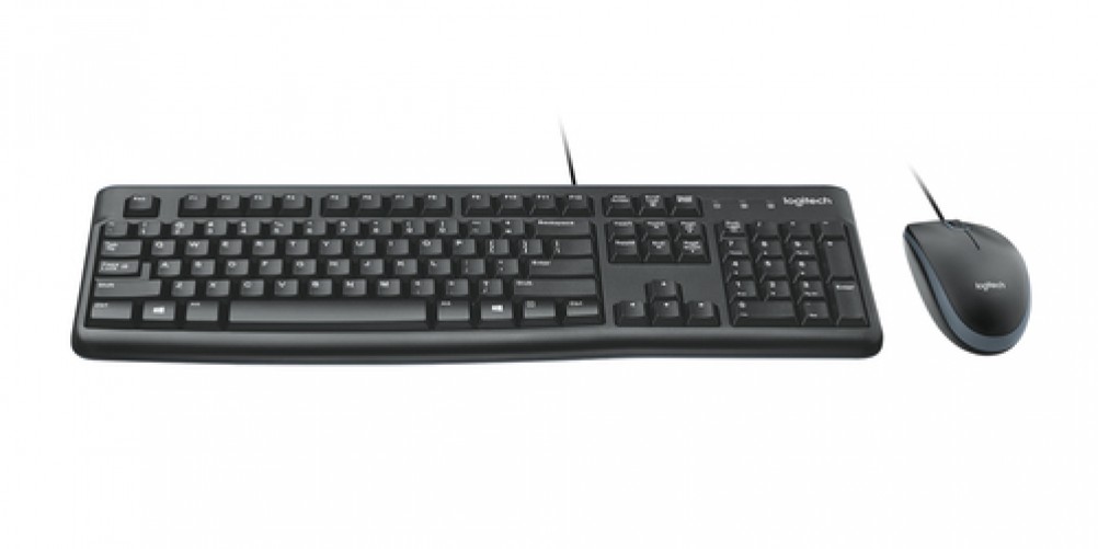 Teclado y Mouse Optico Logitech MK120 USB 2.0, Color Negro Resistente a Salpicaduras