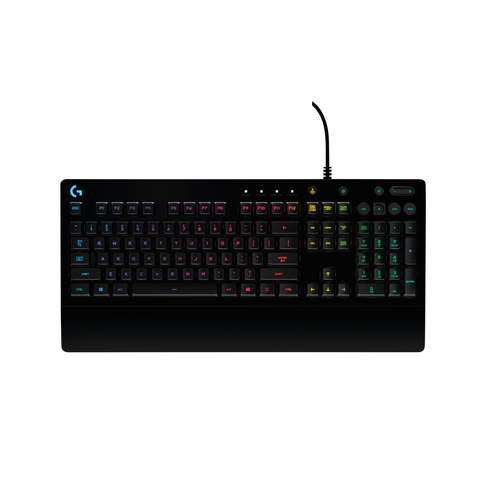 Teclado Gaming Logitech G213 Prodigy con Retroiluminacion RGB, Controles Multimedia, Resistente a Salpicaduras, Interfaz USB2.0