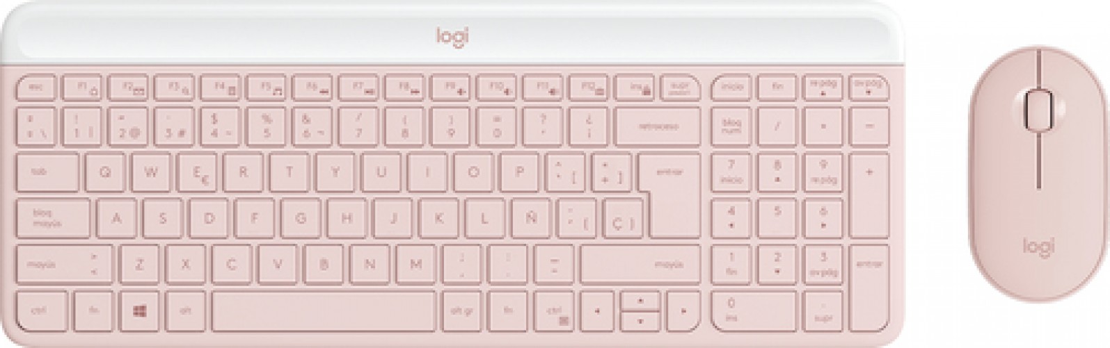 Kit Teclado y Mouse Logitech MK470 Slim, Inalambrico, USB-A, Color Rosa