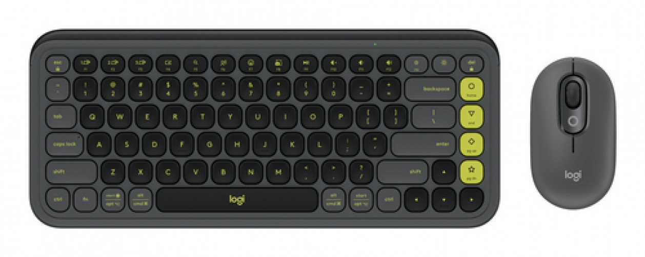 Kit Teclado y Mouse Logitech Pop Icon Combo Interruptor de Llave de Tijera, Inalámbrico, 400 dpi, Grafito